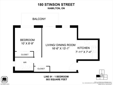 Floor plan for 1 bed, 1 bath